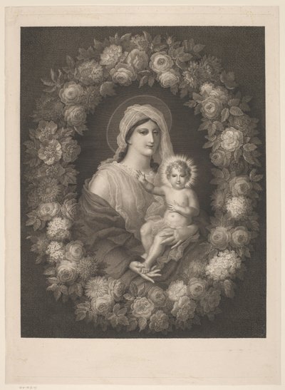 Maria met kind in bloemenkrans door Nicolas Pinet