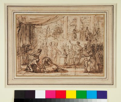 Antiek offer in een tempel door Nicolas Poussin