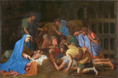 De aanbidding van de herders door Nicolas Poussin