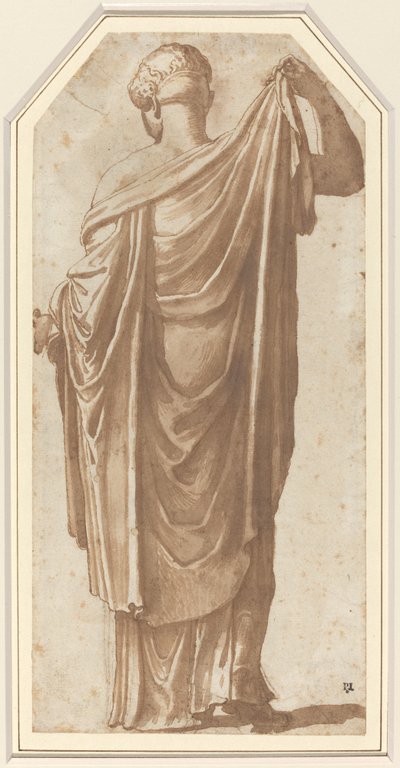 Vrouwelijk Romeins Standbeeld van Achteren Gezien door Nicolas Poussin