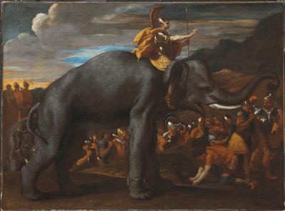 Hannibal steekt de Alpen over op een olifant door Nicolas Poussin