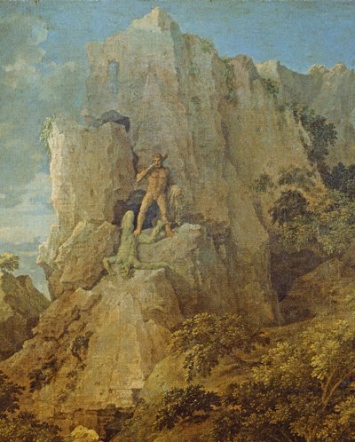 Landschap met Hercules en Cacus (detail) door Nicolas Poussin