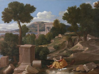 Landschap met Sint Jan op Patmos door Nicolas Poussin