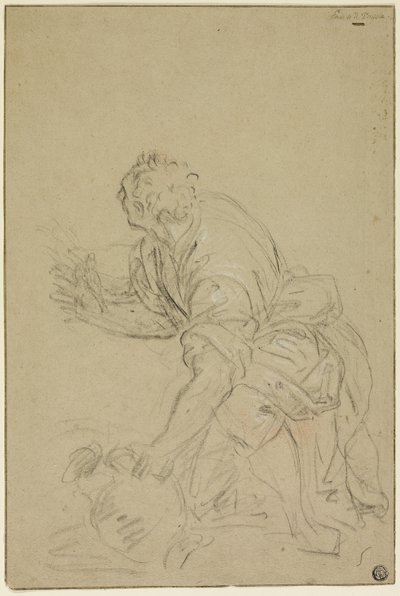 Man Kneeling With Jug (recto); Standing Man (verso) door Nicolas Poussin