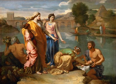 Mozes gered uit het water door Nicolas Poussin