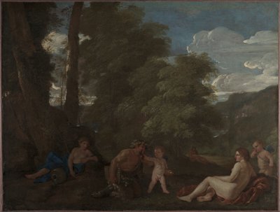 Nimfen en een Sater (Amor Vincit Omnia) door Nicolas Poussin