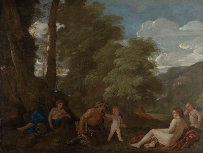 Nimfen en een sater, of Amor Vincit Omnia, c.1625-27 door Nicolas Poussin