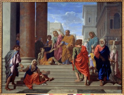 Sint Petrus en Sint Jan die de Kreupele Genezen door Nicolas Poussin