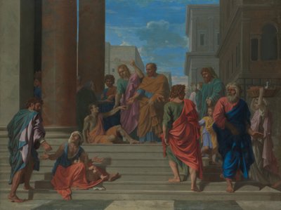 Heiligen Petrus en Johannes genezen de lamme man door Nicolas Poussin