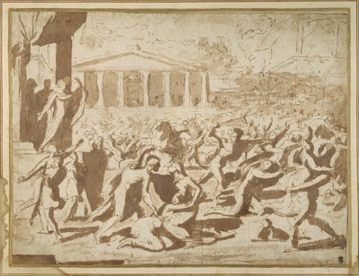 Studie voor de Ontvoering van de Sabijnse Vrouwen, c.1633 door Nicolas Poussin