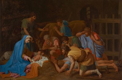 De aanbidding door de herders door Nicolas Poussin