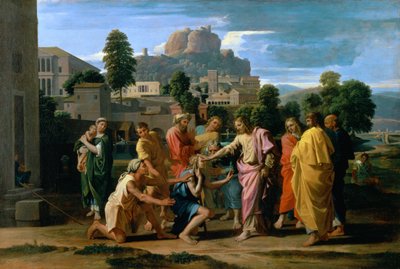 De blinde van Jericho, of Christus geneest de blinde, 1650 door Nicolas Poussin