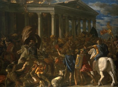 De vernietiging en plundering van de tempel van Jeruzalem door Nicolas Poussin