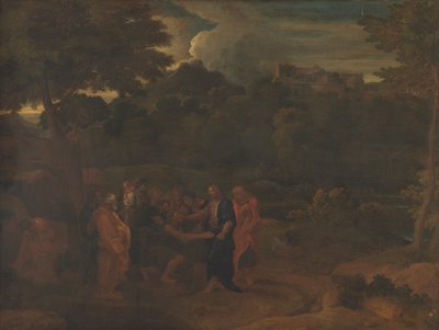De genezing van de twee blinden bij Jericho door Nicolas Poussin