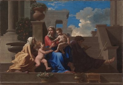 De Heilige Familie op de trappen, 1648 door Nicolas Poussin