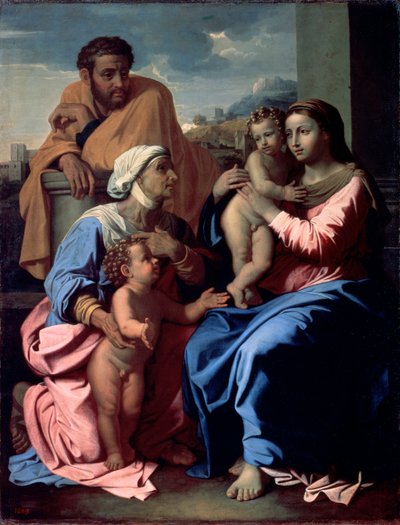 De Heilige Familie met Johannes de Doper en Sint Elisabeth, 1644-1655 door Nicolas Poussin