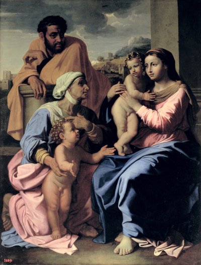 De Heilige Familie met St. Elizabeth en Johannes de Doper door Nicolas Poussin
