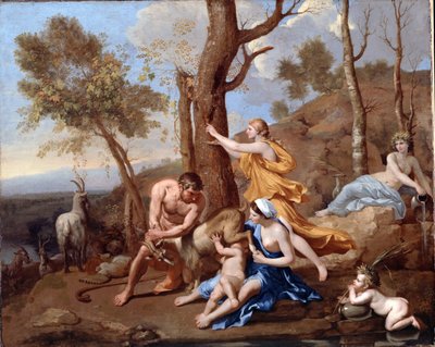 De opvoeding van Jupiter door Nicolas Poussin
