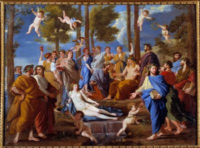 De Parnassus. De muzen Calliope door Nicolas Poussin