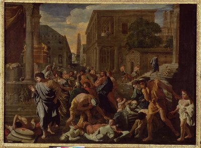 De plaag van Asdod, of De Filistijnen getroffen door de plaag, 1630-31 door Nicolas Poussin
