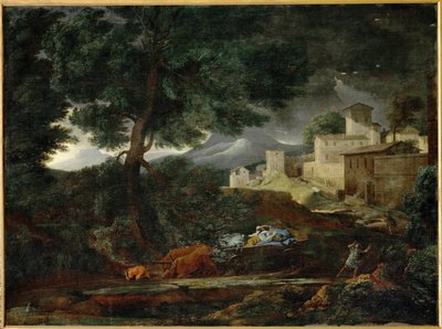Het onweer (schilderij op canvas) door Nicolas Poussin