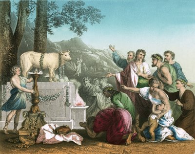 De Aanbidding van het Gouden Kalf door Nicolas Poussin