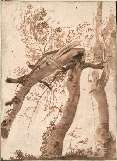 Twee zilverberken, de voorste omgevallen, ca. 1629 door Nicolas Poussin