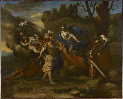 Venus, Moeder van Aeneas, Geeft hem Wapens Gesmeed door Vulcanus, c.1635 door Nicolas Poussin