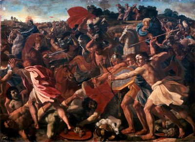 Overwinning van Jozua over de Amalekieten, 1625-1626 door Nicolas Poussin