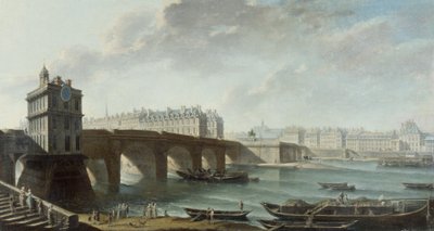 La Pompe de la Samaritaine, le Pont-Neuf en het Île de la Cité, le quai de Conti, gezien vanaf het quai du Louvre door Nicolas Raguenet