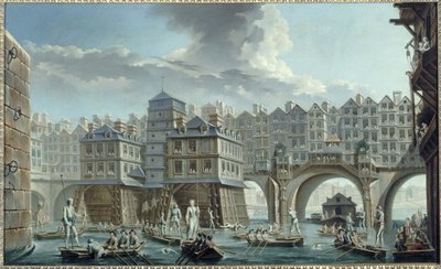 Schippersjoust, tussen de Pont Notre-Dame en de Pont au Change door Nicolas Raguenet