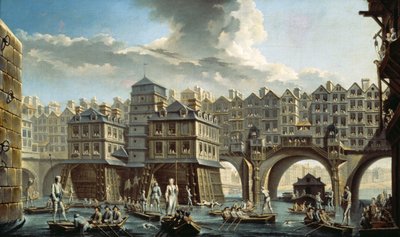 De wedstrijd van de schippers voor de Pont Neuf, Parijs door Nicolas Raguenet