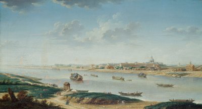 De Salpêtrière gezien vanaf la Rapee, ca.1752 (olieverf op doek) door Nicolas Raguenet