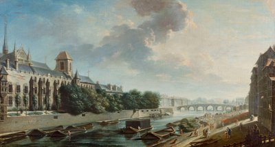 Het paleis van de aartsbisschop gezien vanaf de linkeroever door Nicolas Raguenet