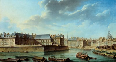 De oostelijke punt van Ile Saint Louis met het hotel van Bretonvilliers en het Hotel Lambert door Nicolas Raguenet