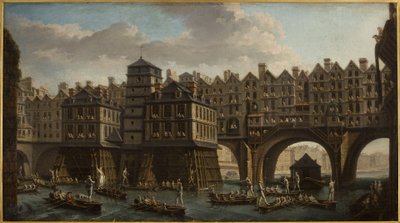 De schippersjoust, tussen de Pont Notre-Dame en de Pont au Change door Nicolas Raguenet