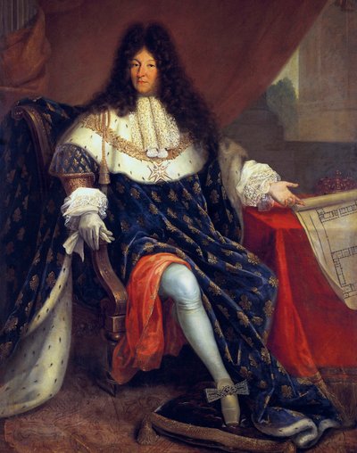 Lodewijk XIV (1638-1715) Franse koning in 1643-1715 toont het koninklijk Huis van Saint Cyr door Nicolas Rene Jollain