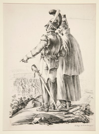 Deux Cuirassiers a pied door Nicolas Toussaint Charlet