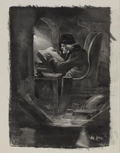 Proef in zwarte kunst (een geograaf) door Nicolas Toussaint Charlet