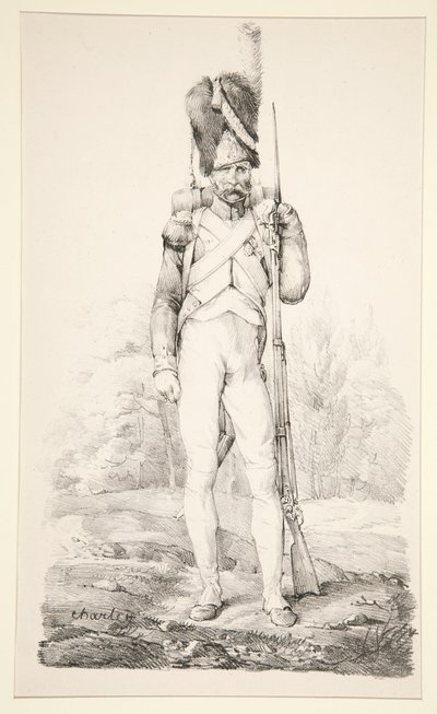 Grenadier te voet van de Oude Garde, uit de serie La Vieille Armee Francaise door Nicolas Toussaint Charlet