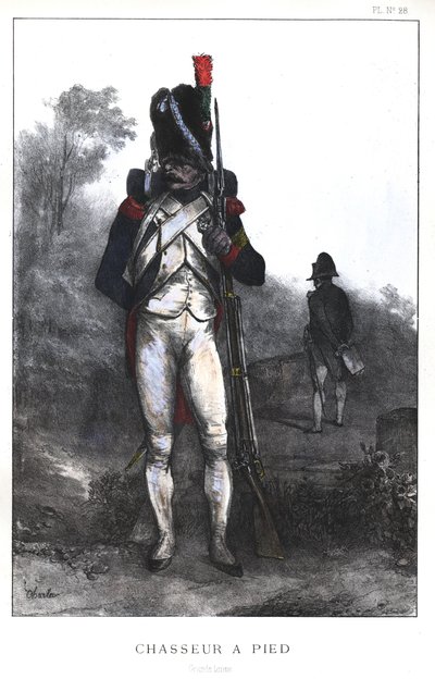 Napoleontische Oorlogen, Franse leger, Voetjager van de Keizerlijke Garde in volledige uitrusting, 1845 door Nicolas Toussaint Charlet