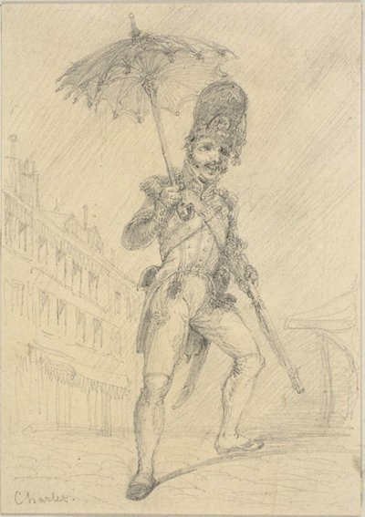 Soldaat met een parasol door Nicolas Toussaint Charlet