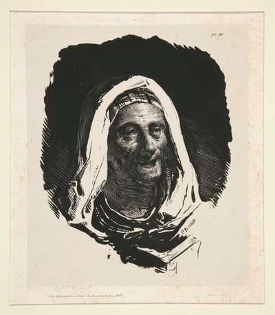 Hoofd van een oude vrouw door Nicolas Toussaint Charlet