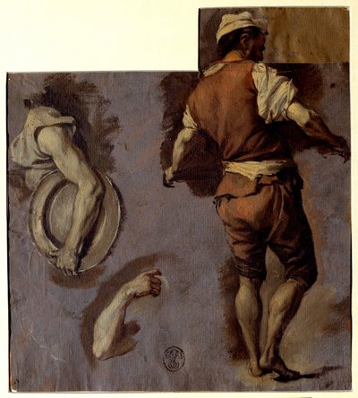 Studie van anatomie, armbewegingen en rug van een man door Nicolas Vleughels