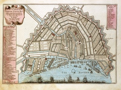 Kaart van Amsterdam. Atlas door Nicolas de Fer (1646-1720), Parijs 1700. door Nicolas de Fer