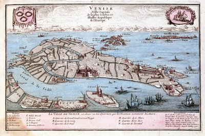 Kaart van de stad Venetië. Kaart van Le Fer door Nicolas de Fer