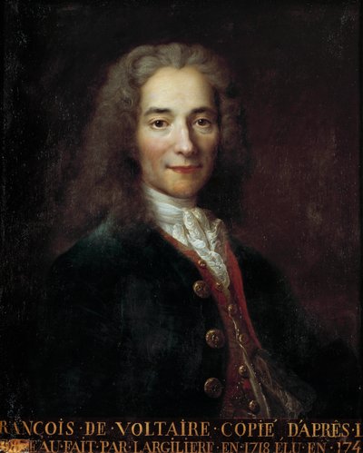 Portret van Francois Marie Arouet, bekend als Voltaire, Franse schrijver en filosoof. Kopie door Nicolas De Largilliere door Nicolas de Largillière