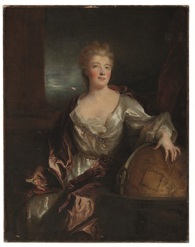 Portret van Gabrielle-Émilie le Tonnelier de Breteuil, Markiezin du Châtelet door Nicolas de Largillière
