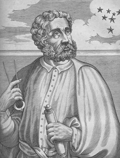 Portret van Ferdinand Magellan. Uit Isaac Bullarts Academie des sciences et des arts, 1682 door Nicolas de Larmessin