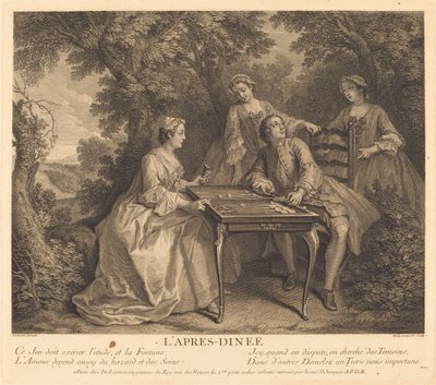 Het namiddageten door Nicolas de Larmessin IV after Nicolas Lancret